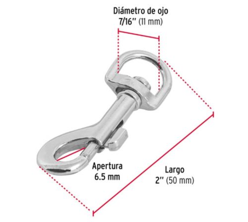 Mosquetón Con Destorcedor De Zinc 2"
