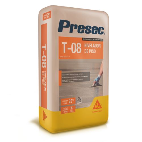 Mortero Nivelador De Piso Rápido 25 Kg T-08 Presec