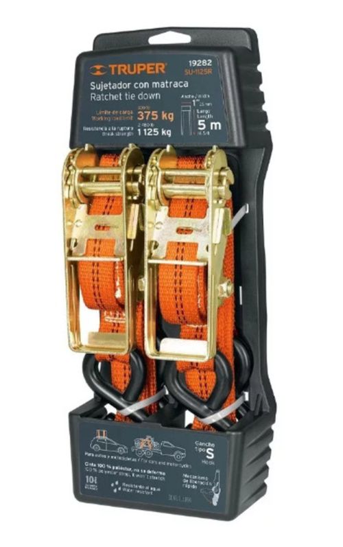 Eslinga Con Matraca Truper De 4 Mt X 1 Carga Maxima 1.125 Kg