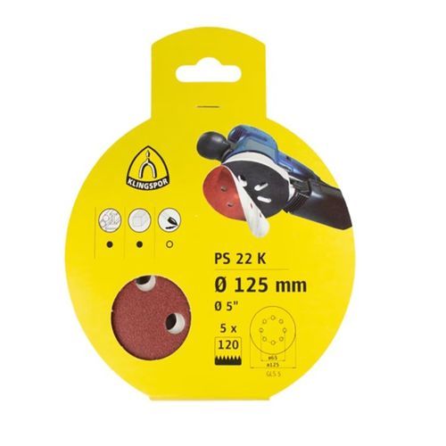 Disco Lija Velcro Grano 120 125Mm C/A Ps22K Klingspor