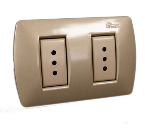 Enchufe Doble 2P+T 250V 10A Titaneo Beige Linea Grand Mec