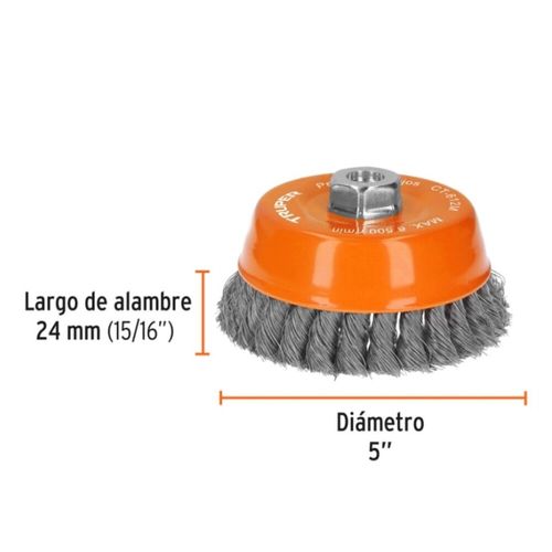 Escobilla Copa Trenzada Diamante 14Mm Esmeril