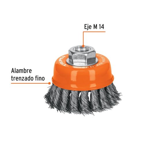 Grata Copa 3 Trenzada Para Esmeril M14 Truper (Ct-608M)