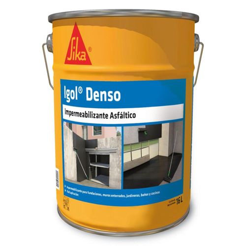 Igol Denso Impermeabilizante Asfáltico Negro Tineta 16 Lt Sika
