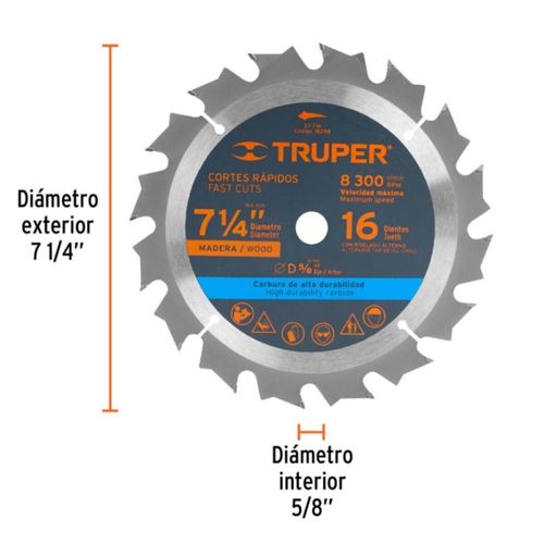 Sierra Circular 7 1/4" X 16 Dientes Truper
