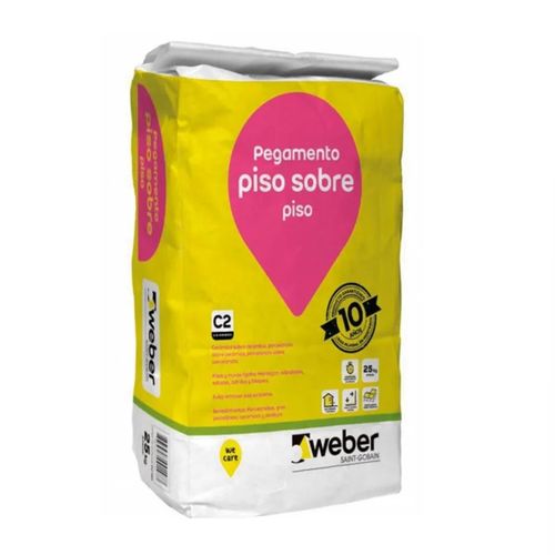 Adhesivo Ceramico Y Porcelanato Weber Piso Sobre Piso 25 Kg