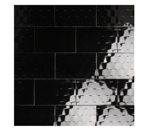 Ceramica Muro Frost Waves Black Brillante 25X40 Cm Caja