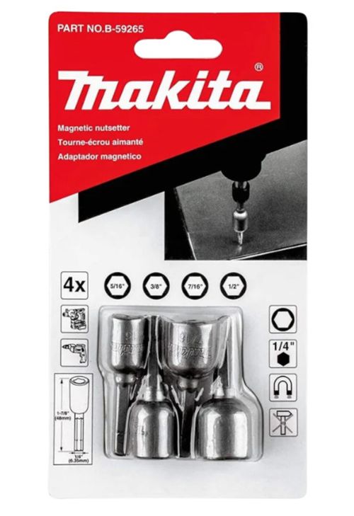 Set 4 Vasos Magnéticos 5/16''  3/8''  7/16''  1/2''  Makita