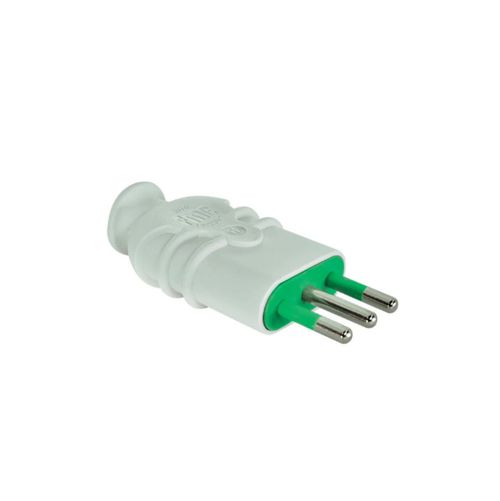 Enchufe Macho 2P T 10A 250Vac Blanco 80100