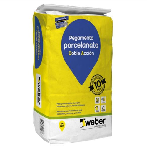 Adhesivo Porcelanato Weber Polvo Doble Accion 25Kg
