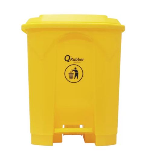 Contenedor Basura De 30 Litros Con Pedal Amarillo Qrubber