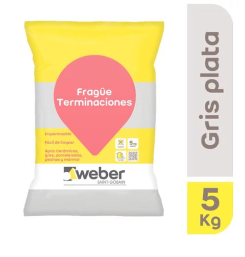 Frague Porcelanato Gris Plata 5 Kg Weber