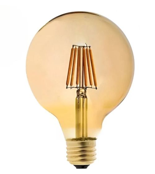 Ampolleta Led Vintage Globo Wellmax E27 Calida 8W G95 Ámbar