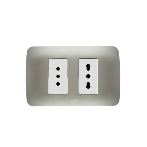 Enchufe Doble 10A/16A Blanco/Plata 5380118E Lexo