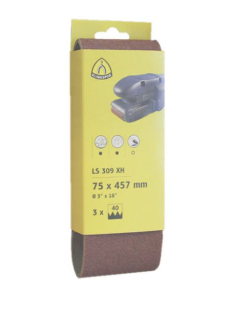 Pack 3 Lijas De Banda 3''X18'' Gr 40 Madera/Metal - Klingspor