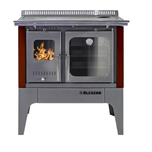 Cocina a Leña Combustión Lenta S-800 Burdeo + Kit Alcazar