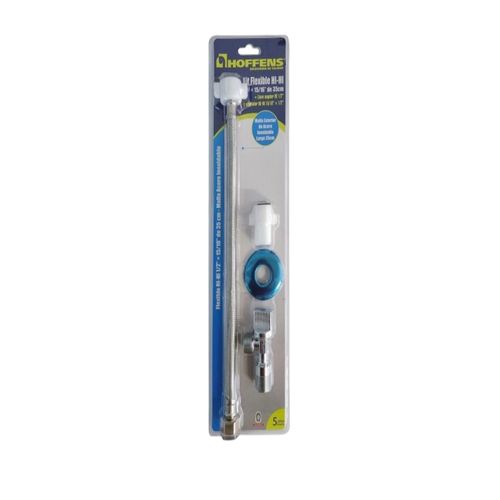 Kit Llave Angular + Flexible De Acero Inoxidable 30cm Hi-Hi 1/2" X 15/16" Hoffens