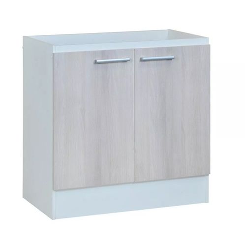 Mueble Base Lavaplatos Acacia/Blanco 80Cm  2 Puertas Mobikit
