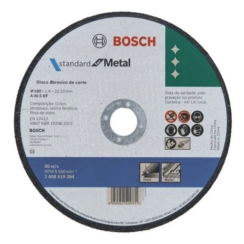 Disco de Corte para Amoladora Angular Metal 180mm x 1.6mm Pack x25 Bosch