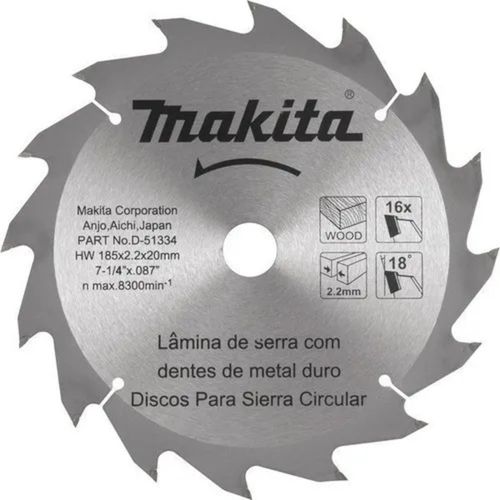 Disco Sierra 7 1/4" 16 Dientes Modelo 51334 Makita