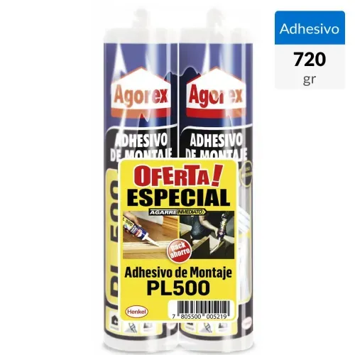 Adhesivo de Montaje PL 500 370g Pack Promocional Agorex