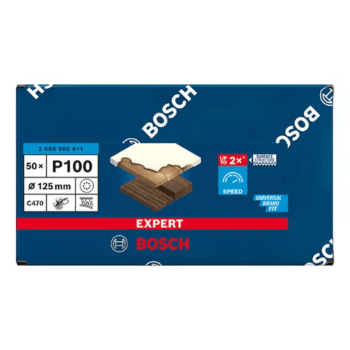 Set de 50 Hojas de Lija C470 125mm Grano 100 Bosch