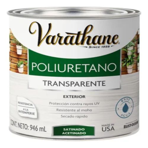 Barniz Poliuretano Exterior Transparente Satinado 946 ml Varathane Rust-Oleum