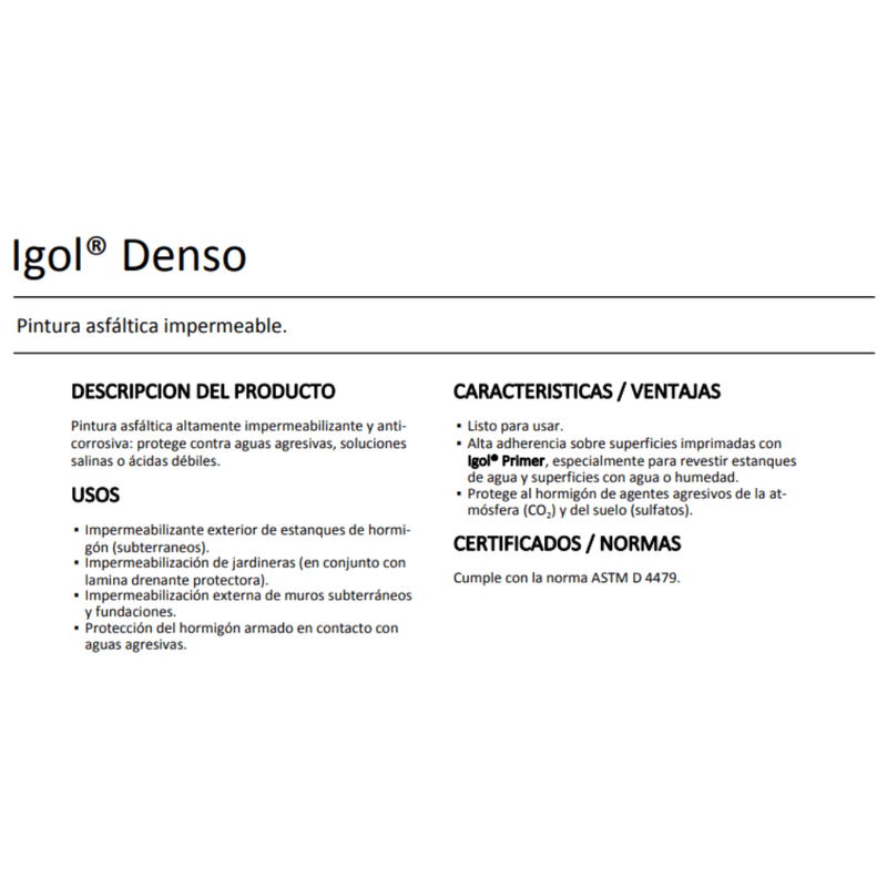 Impermeabilizante Asfaltico Igol Denso Sika 3 Lt 2
