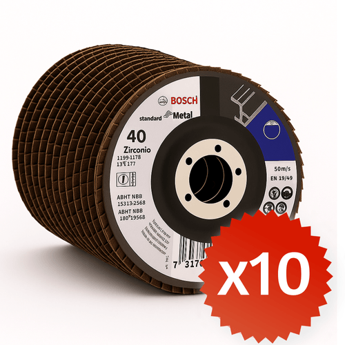 Disco Flap Eco Inox Metal 4 1/2" Grano 40 Pack x10 Bosch