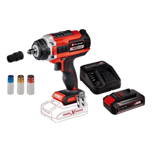 Llave de Impacto Impaxxo 18400 Einhell + Batería 4Ah + Set 37 Piezas