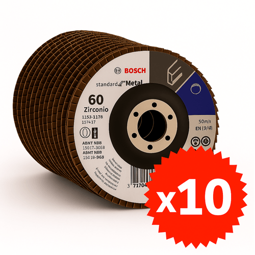 Pack 10 Unidades Disco Flap para Amoladora 115mm Grano 60 Bosch