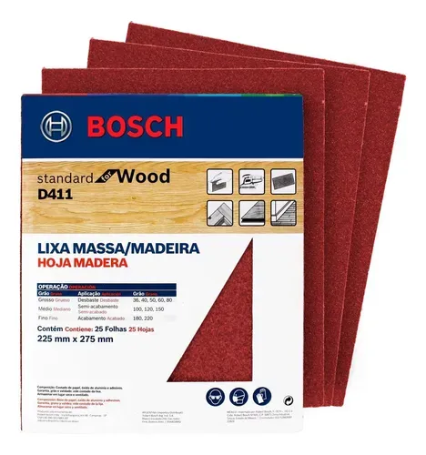 Pack de 25 Lijas Manuales para Madera Red for Wood Bosch