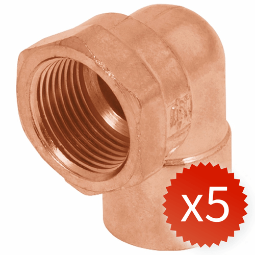 Pack 5 Unidades Codo de Cobre 1/2'' So-He