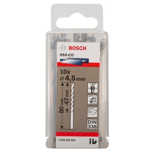 Set 10 Unidades Broca para Metal 4,5x47x80mm HSS-Co Bosch