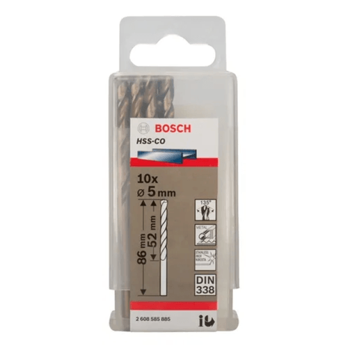 Set 10 Unidades Broca para Metal 5x52x86mm HSS-Co Bosch