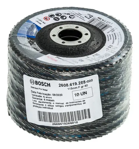 Combo 10 Discos Flap de Zirconio Grano 80 Ideal para Metal Bosch