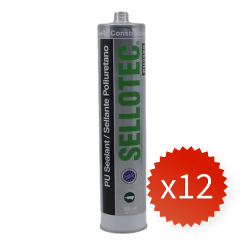 Pack 12 Selladores de Poliuretano Gris 300 ml Sellotec