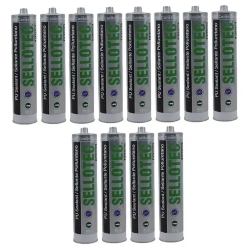 Pack 12 Sellador Poliuretano Sellotec Gris 300ml  1