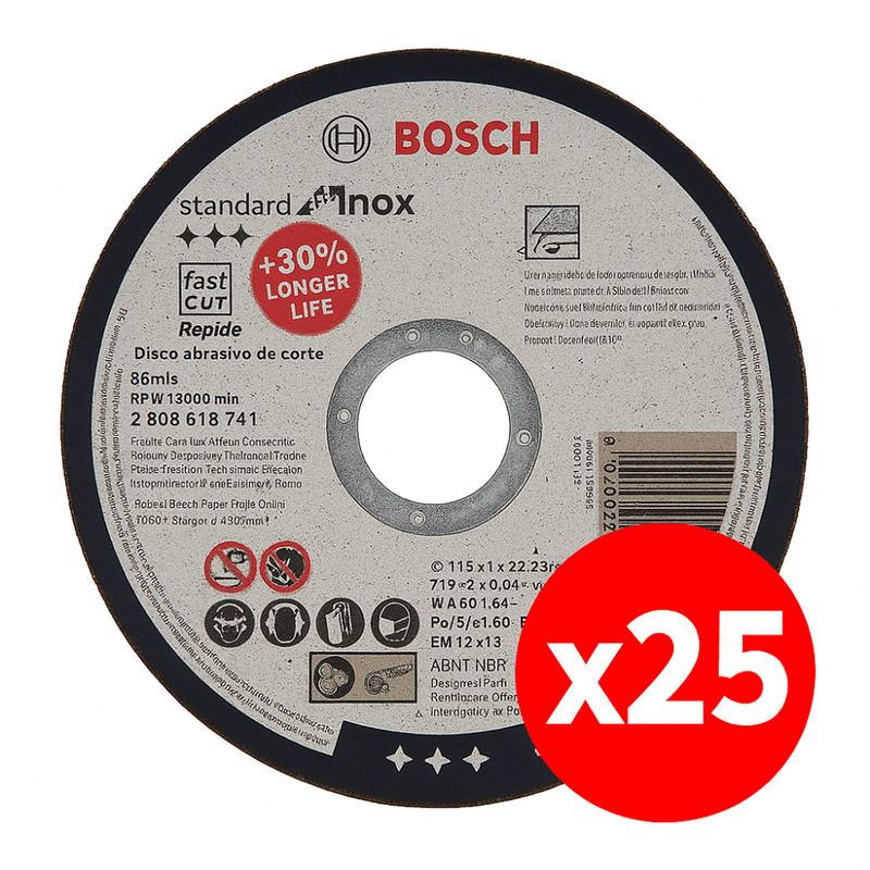 Disco Corte Inox 4 12 X1mm Standard 03169 Bosch X25 1