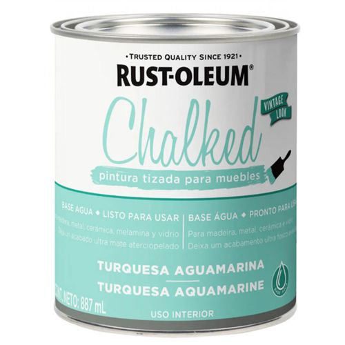 Pintura Tizada Interior Turquesa Aguamarina 887 ml Chalked Rust Oleum