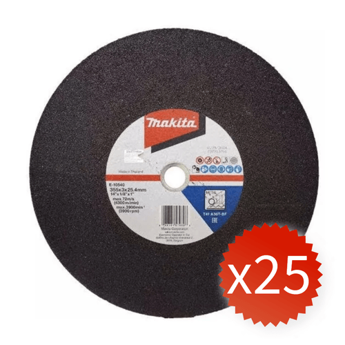 Pack 25 Discos Corte Tronzadora 14" 355x25.4x3mm Makita