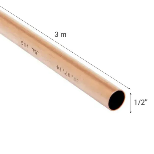 Cañería de Cobre 1/2" Tipo M para Agua x 3m