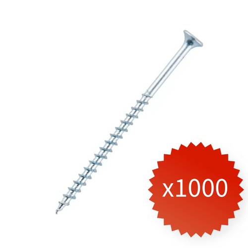 Pack 1000 Tornillos Volcanita Rosca Madera CRS Zincado 8mm x 3"
