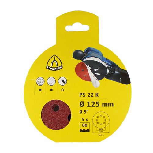 Display Discos De Lija 5 Pzs Grano 80 Ps 22 K Klingspor
