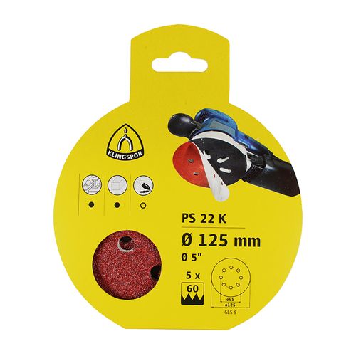Set 5 Discos De Lija Ps22K 125Mm Grano 60 Klingspor