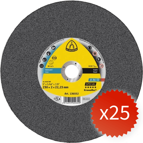 Pack 25 Discos de Corte Inox 4 1/2" x 2 mm A36 TZ Special Klingspor