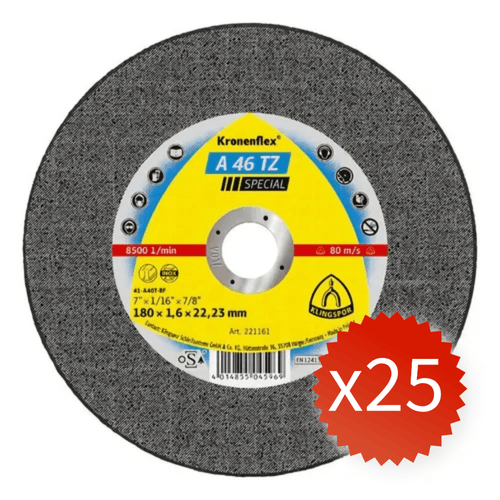 Pack 25 Unidades Disco de Corte 180x1,6x22,23mm A46TZ Klingspor