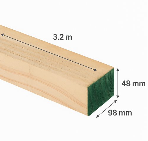 Pino Dimensionado Verde 2x4" 3,2 m