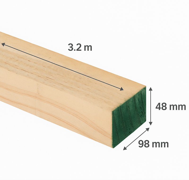 Pino Dimensionado Verde 2x4 3,2 m 1