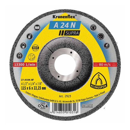 Discos De Desbaste Inoxidable A24N 4 1/2" Supra Klingspor